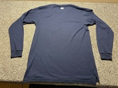 Tyndale FR Henley Shirt Mens Large Long CAT 2 Blue Flame Resistant USA