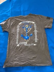 SIERRA 195 Navy Military Gray Graphic T-Shirt Anchor Back Print Adult Mens M