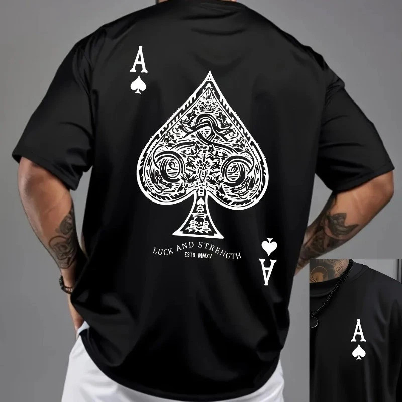 Summer Men’s 100% Pure Cotton Casual Sports Retro Spade Printed