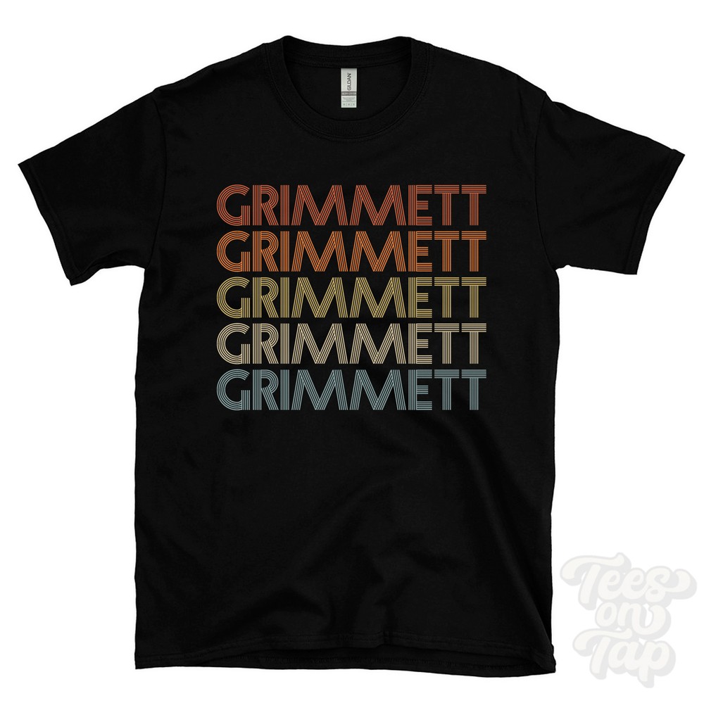 GRIMMETT REPEATED RETRO STYLE T-SHIRT mens & womens novelty cool name gift