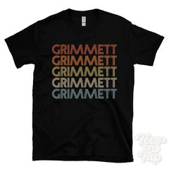 GRIMMETT REPEATED RETRO STYLE T-SHIRT mens & womens novelty cool name gift