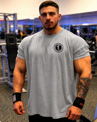 Men’s Sport Workout Gym Oversized T-Shirt Graphic Printed Cotton Streetwear Top