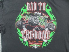 Grave Digger Shirt Mens 2XL Black Bad To the Bone Vintage Monster Truck