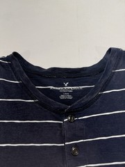 American Eagle Men’s Super Soft Striped Henley Tee Blue Size Large