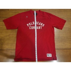 Vintage Polo Jeans Co. Ralph Lauren Red Football Jersey V-Neck Shirt Size M-64