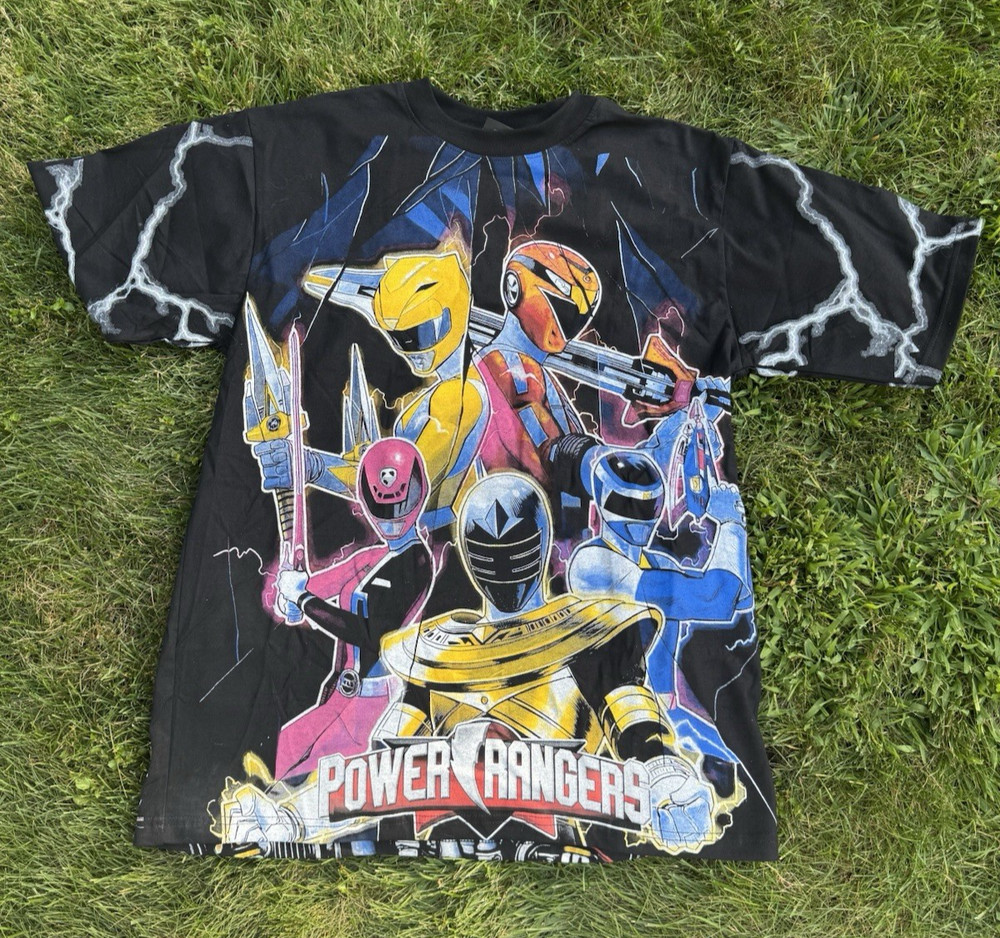 Power Rangers AOP T Shirt XL Double Sided Megazord Lightning Print