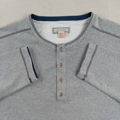 Carbon2Cobalt Mens XXLT Gray Long Sleeve Heavyweight Cotton Henley Shirt Tall
