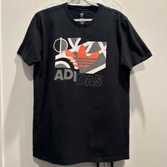 Mens ADIDAS Originals Black Logo Graphic Print Tee T Shirt Sz M