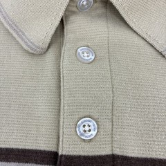 Vintage Y2K Quiksilver Polo Shirt Men Medium Beige Striped Ribbed Edition Surf