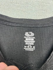 Fruit of the loom waffle knit thermal shirt Henley black goth base layer soft XL