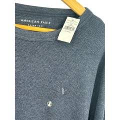 American Eagle Super Soft Long Sleeve Waffle Knit Shirt Blue XXXL