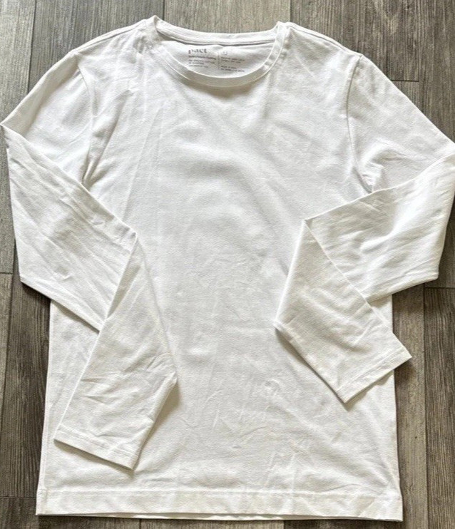 Pact Organic Cotton Long Sleeve T-Shirt Men’s M White Stretch Jersey Crew NWT