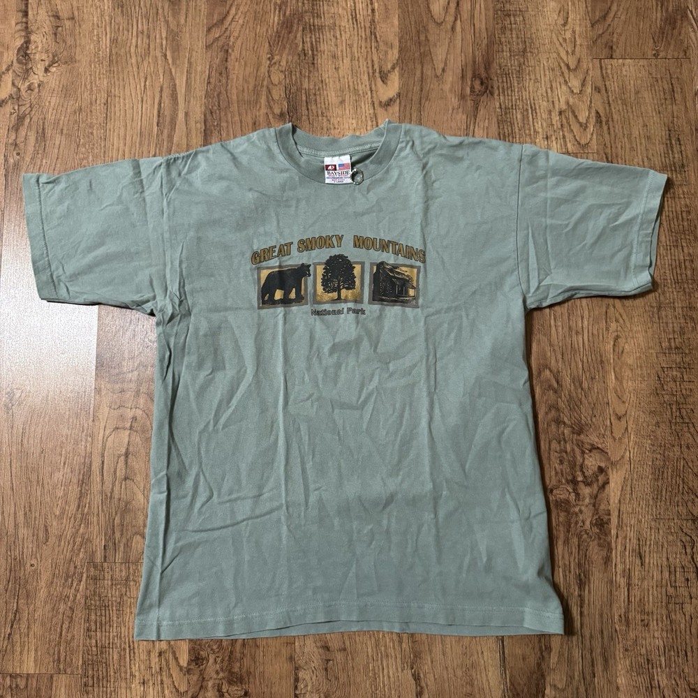 VTG Bayside Great Smoky Mountains National Park T Shirt Green Sz XL Made in USA