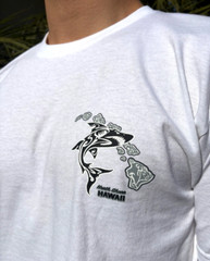 Hawaiian Hawaii Surfing Beach White T-shirt Tribal Shark Island Chain Map