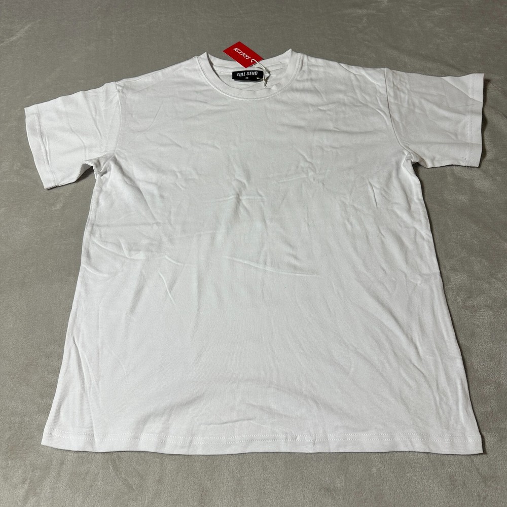 Full Send Nelk Boys White Solid Plain Casual Shirt Men’s Size Medium NWT