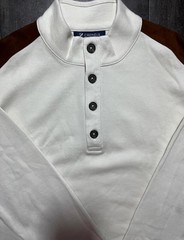 Cremieux Men’s Large Long Sleeve Henley Shirt Cream Brown Panel