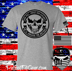 t-shirt,God will judge our enemies,Gun Rights,Molon Labe,Death Skull,Infidel