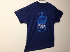 Hanes Nano-T Bud Light NFL Football Helmet Beer Can T-Shirt Blue Mens Sizes L/XL