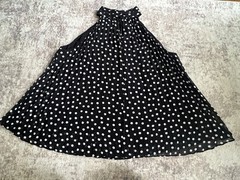 Karllagerfeld Blouse Women Medium Pleated Shirt Black White Polka Dot Top