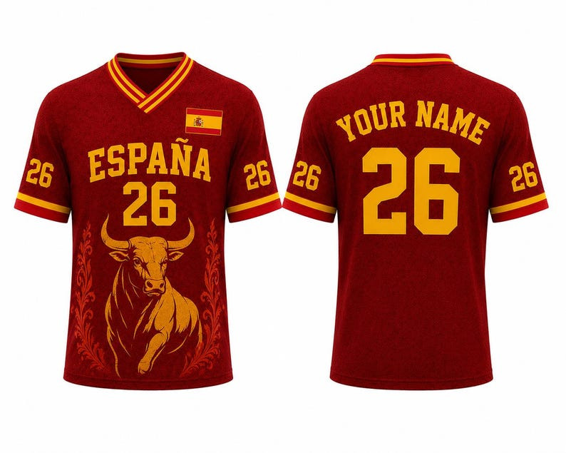 Personalized Spain Soccer Jersey, Custom España Football Shirt