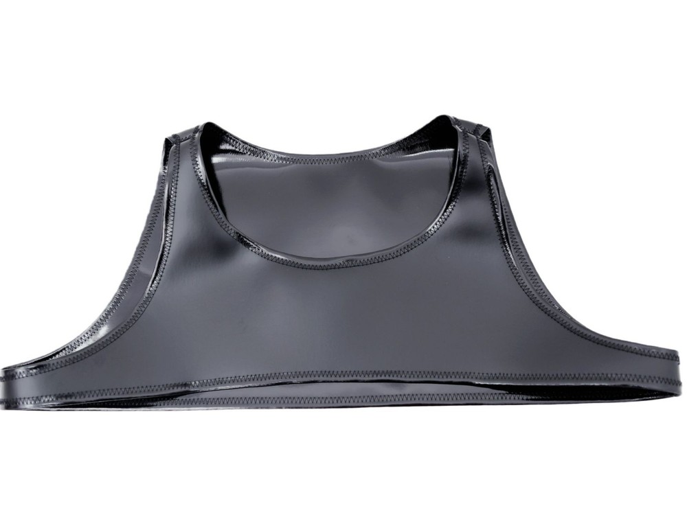 Men Sexy Short Vest Muscle Shaping Slim Tight-fitting Exposed Chest PU Leather
