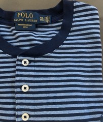 Polo Ralph Lauren Featherweight Mesh Striped 3-Button Henley Tee XXL Blue