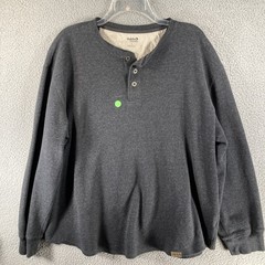 Guide Series Henley Shirt Mens XL Charcoal Gray Waffle Knit Long Sleeve Cotton