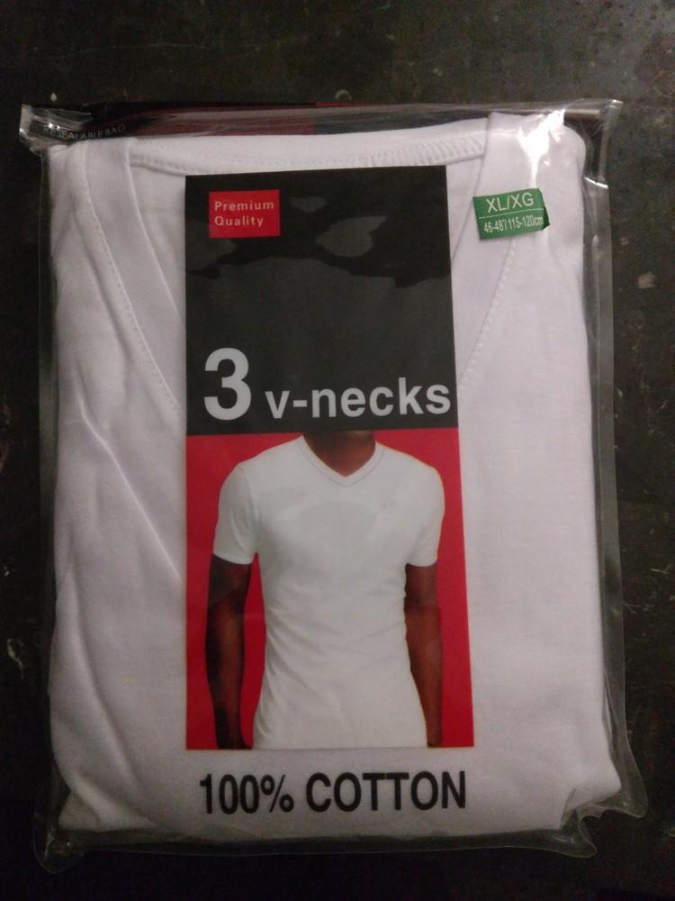 Marco Giovanni Men’s V-Neck T-Shirt 3-Pack White, 100% Cotton,small