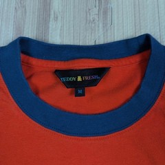 Teddy Fresh Shirt Mens Medium Color Block Pullover Spellout Embroidered Retro