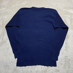 Vintage 90s Northwest Territory Thermal Henley Shirt XL Navy Waffle Made In USA