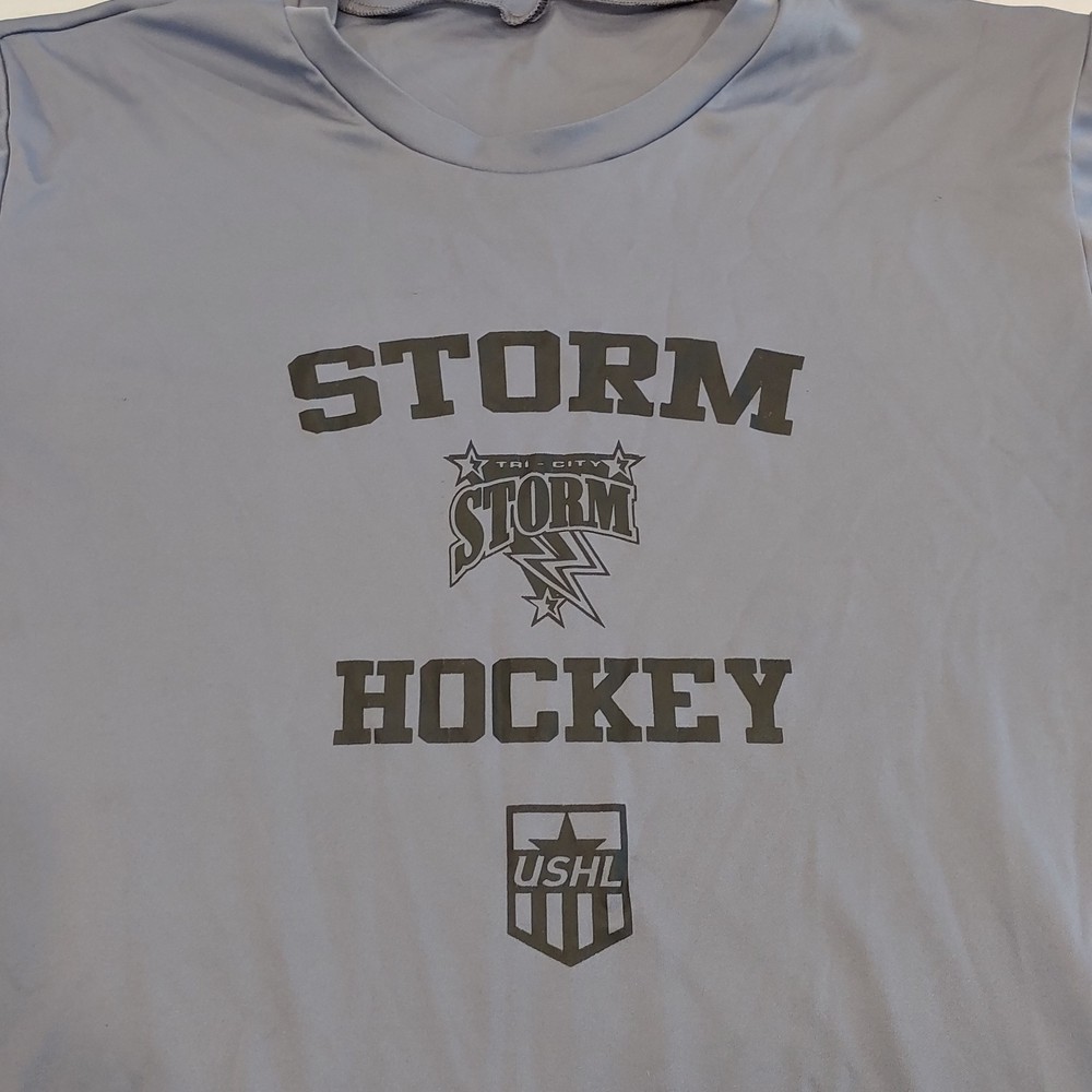 Tri-City Storm Hockey WSI Sports Short Sleeve Shirt Gray Size M USA Team Issued