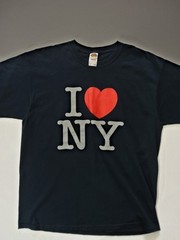 Fruit Of The Loom Cotton T-shirt Mens XL Black I Love NY Graphic Heavywieght Tee