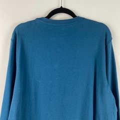 Lucky Brand Sueded Jersey T Shirt Size Large Teal Blue Long Sleeve