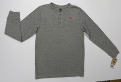 Levi’s Men’s Gray Waffle Knit Henley Long Sleeve T-Shirt Logo Buttons XL