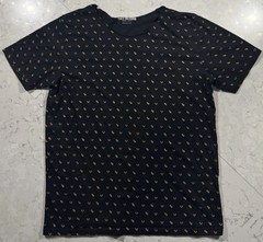 True Religion T-Shirt Mens Medium Black Gold All Over Monogram Signature Logo