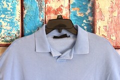Men’s No Boundaries Oversize French Terry Polo Shirt XSMALL Chambray NEW