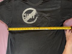 Vintage 80s Selvedge Chest Pocket Tee Shirt Mens Medium Black Thrashed Graphic