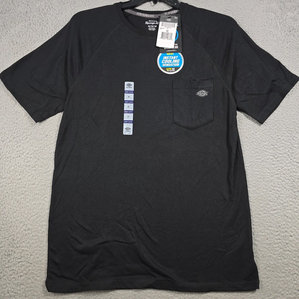 DICKIES Cooling Shirt Mens Medium Black Pocket Tee Lightweight Work Fast Dry NWT