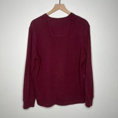 G.H. Bass & Co. Mens Waffle Knit Henley Shirt Medium Burgundy Pullover Outdoors