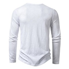Men’s Autumn Cotton Henley Neck T-Shirt, Long Sleeve, Casual Slim Fit