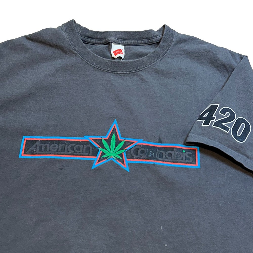 Vintage Distressed American Cannabis Men’s Medium Gray TShirt Weed 420 Marijuana