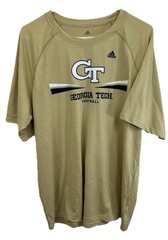 Adidas Climate GT Georgia Tech Football Men’s Large Gold Dry Fit T-Shirt DX2436