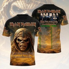 Iron Maiden Run For Your Lives 2026 Tour Short Sleeve Unisex 3D T shirt WA5872