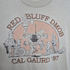 Vintage 1987 Red Bluff DMOB Cal Guard T Shirt USA Military Army Jeep Size Large