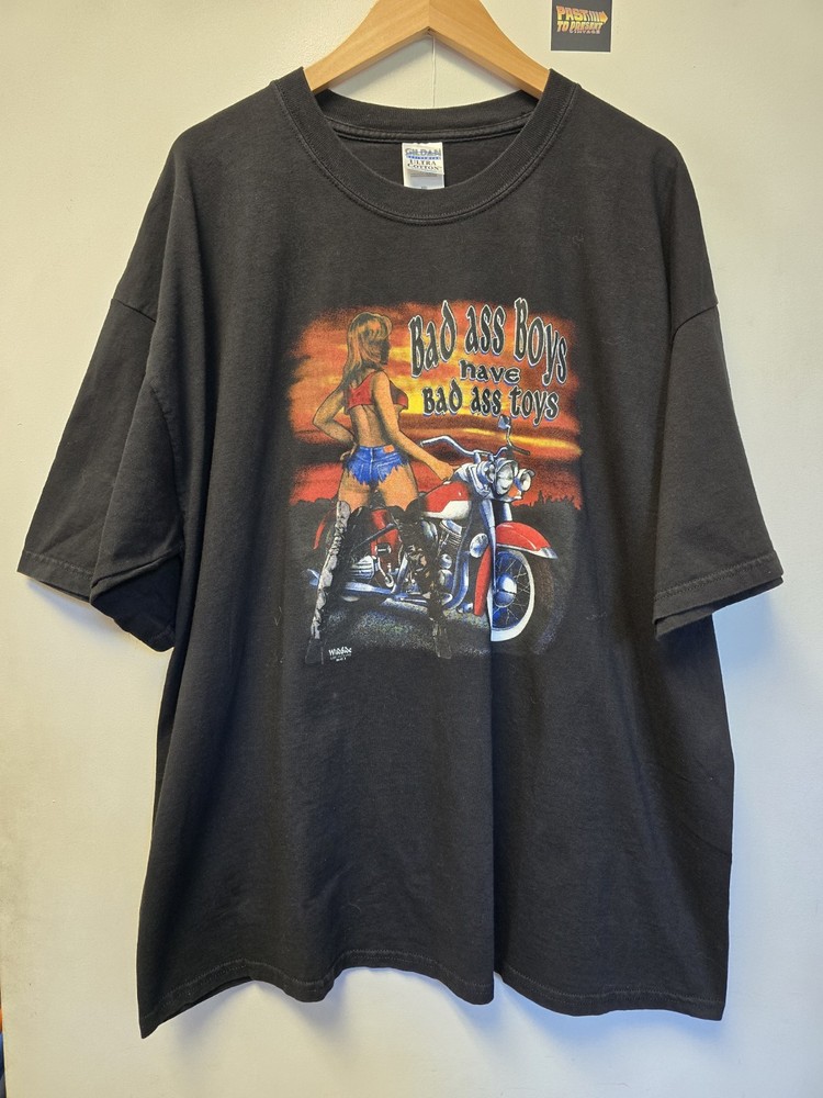 Vtg Bad Ass Boys Have Bad Ass Toys Biker T Shirt XXL Wild Side Los Angeles