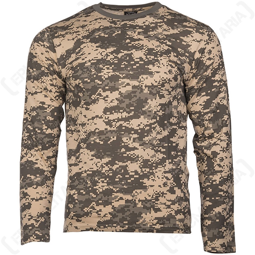 Digital Camo Long Sleeved T-Shirt – 100% Cotton Camouflage Top
