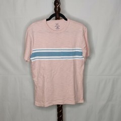 George size S(34-36) men’s t-shirt pink with blue/white stripes crew neck pocket