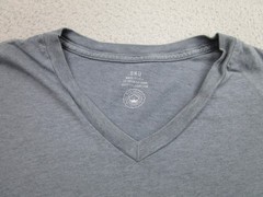 SKU Shirt Mens Large Gray V-Neck Short Sleeve Soft 100% Organic Cotton Made USA