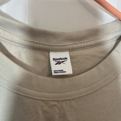 Vintage Reebok Athletics T Shirt Mens M Beige Graphic Logo Cotton
