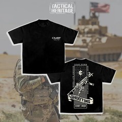 COMBAT IRON APPAREL Keep Shooting Rifle Banner Double-Sided T-Shirt, Vintage Fir